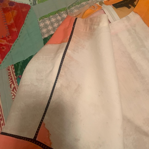 DonnaKaran top multicolor orange,pink, beige, black insert. Size L - Picture 8 of 8